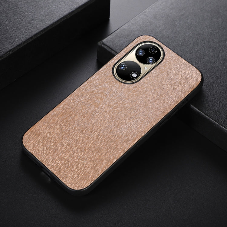 For Huawei P50 Pro Wood Texture PU Phone Case
