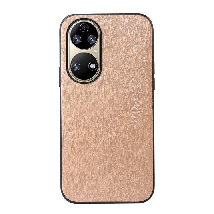 For Huawei P50 Pro Wood Texture PU Phone Case