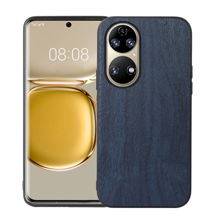 For Huawei P50 Pro Wood Texture PU Phone Case