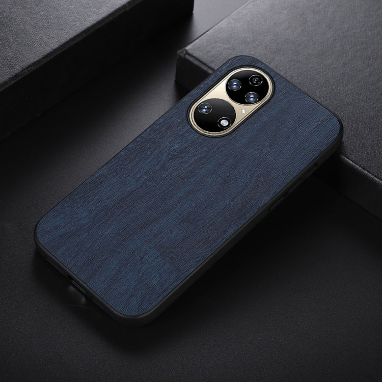 For Huawei P50 Pro Wood Texture PU Phone Case