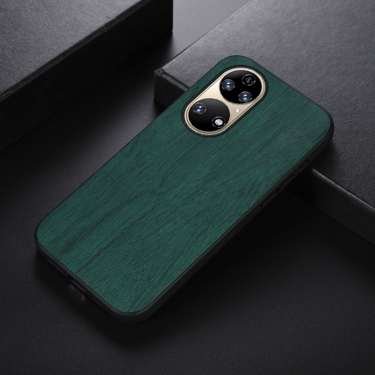 For Huawei P50 Pro Wood Texture PU Phone Case