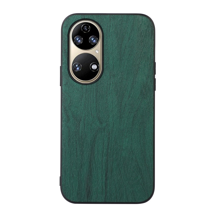 For Huawei P50 Pro Wood Texture PU Phone Case