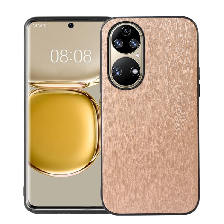 For Huawei P50 Wood Texture PU Phone Case