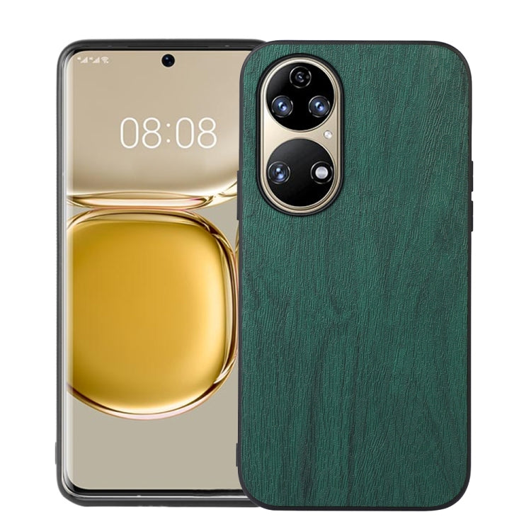 For Huawei P50 Wood Texture PU Phone Case