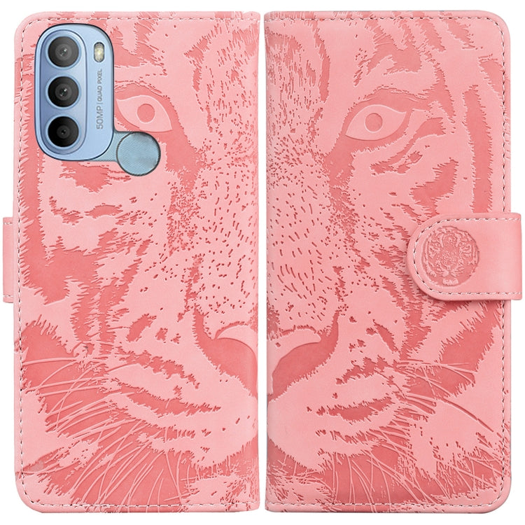 For Motorola Moto G31 4G(Brazil) Tiger Embossing Pattern Horizontal Flip Leather Phone Case
