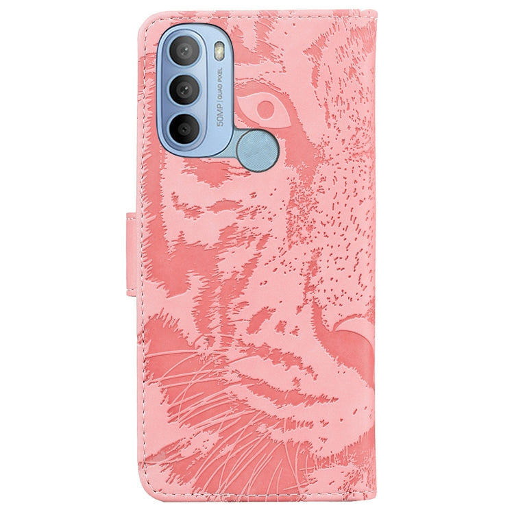For Motorola Moto G31 4G(Brazil) Tiger Embossing Pattern Horizontal Flip Leather Phone Case