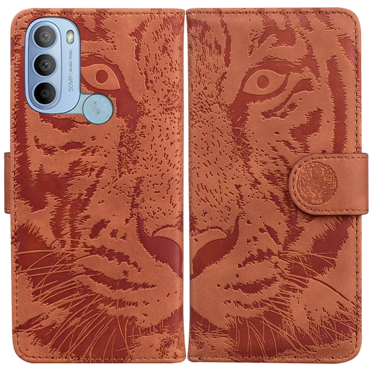 For Motorola Moto G31 4G(Brazil) Tiger Embossing Pattern Horizontal Flip Leather Phone Case