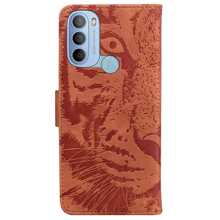 For Motorola Moto G31 4G(Brazil) Tiger Embossing Pattern Horizontal Flip Leather Phone Case