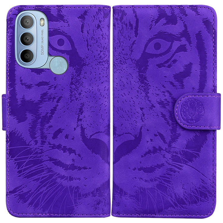 For Motorola Moto G31 4G(Brazil) Tiger Embossing Pattern Horizontal Flip Leather Phone Case