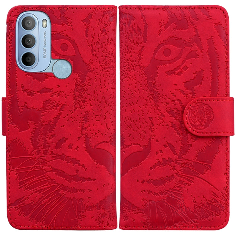 For Motorola Moto G31 4G(Brazil) Tiger Embossing Pattern Horizontal Flip Leather Phone Case