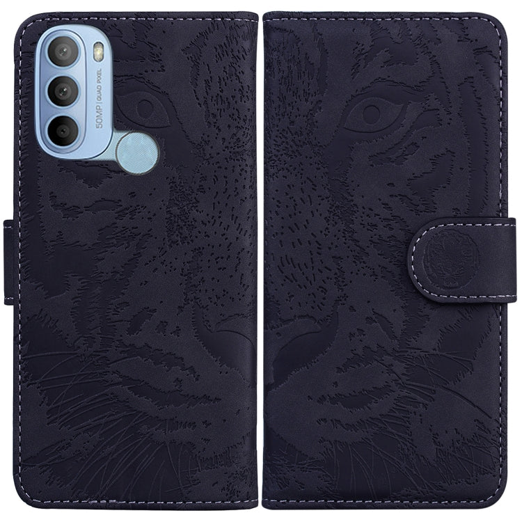 For Motorola Moto G31 4G(Brazil) Tiger Embossing Pattern Horizontal Flip Leather Phone Case