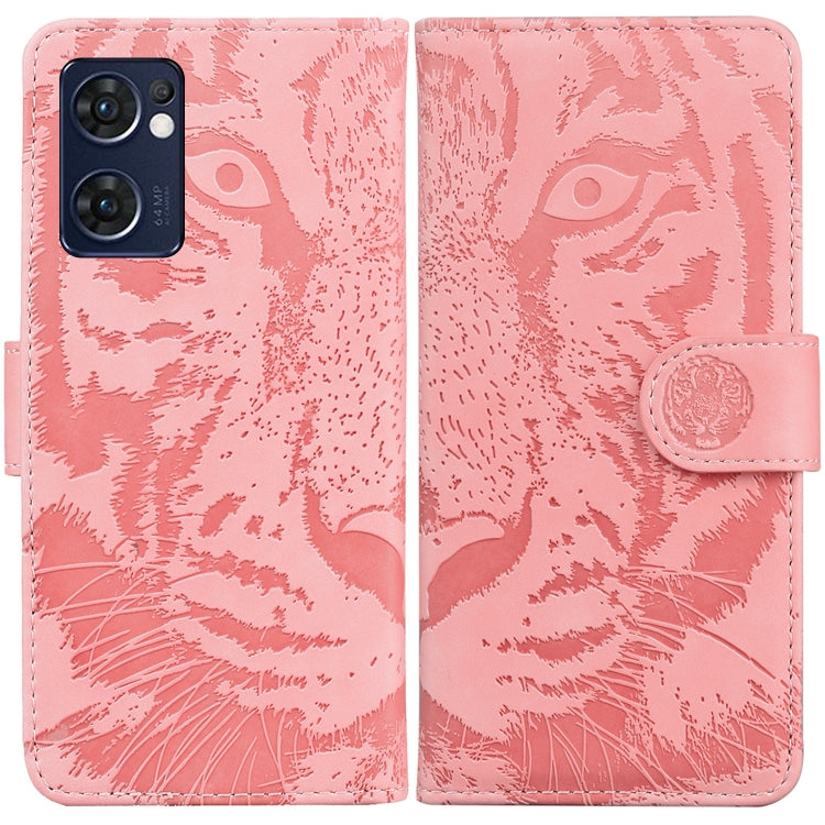 For OPPO Reno7 5G Taiwan Version/Find X5 Lite Tiger Embossing Pattern Horizontal Flip Leather Phone Case