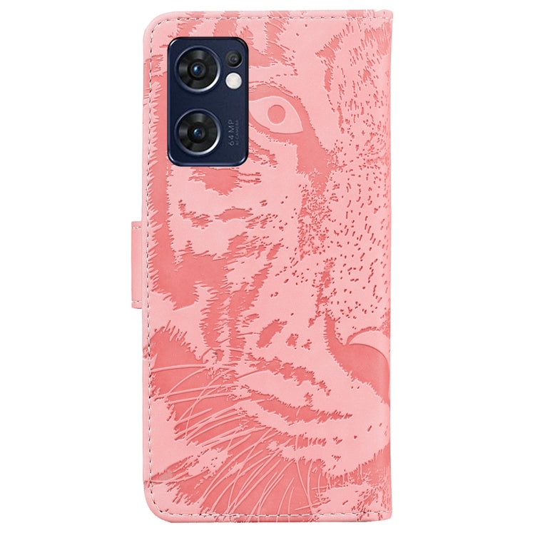 For OPPO Reno7 5G Taiwan Version/Find X5 Lite Tiger Embossing Pattern Horizontal Flip Leather Phone Case