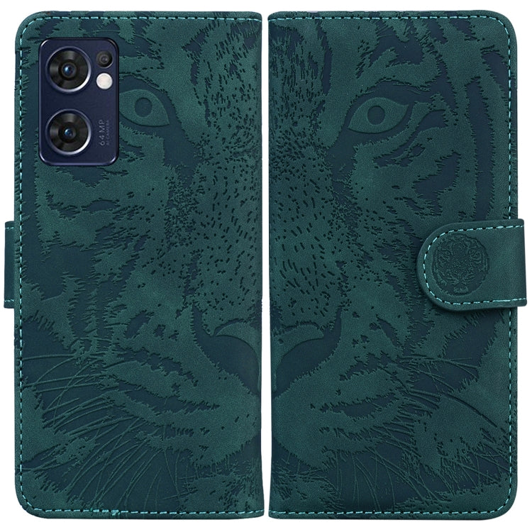 For OPPO Reno7 5G Taiwan Version/Find X5 Lite Tiger Embossing Pattern Horizontal Flip Leather Phone Case