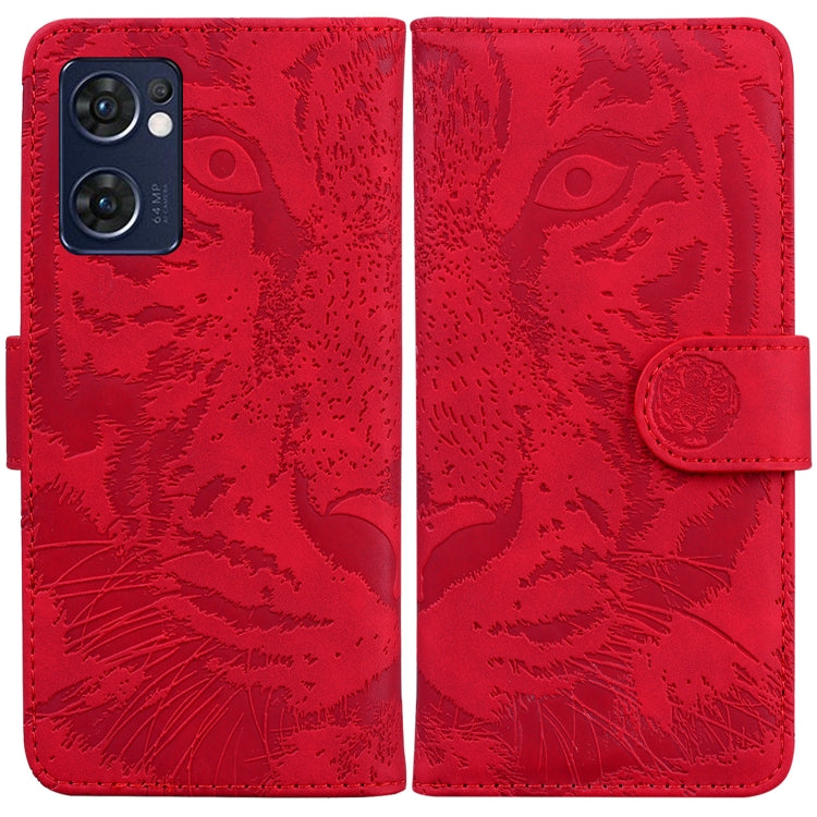 For OPPO Reno7 5G Taiwan Version/Find X5 Lite Tiger Embossing Pattern Horizontal Flip Leather Phone Case