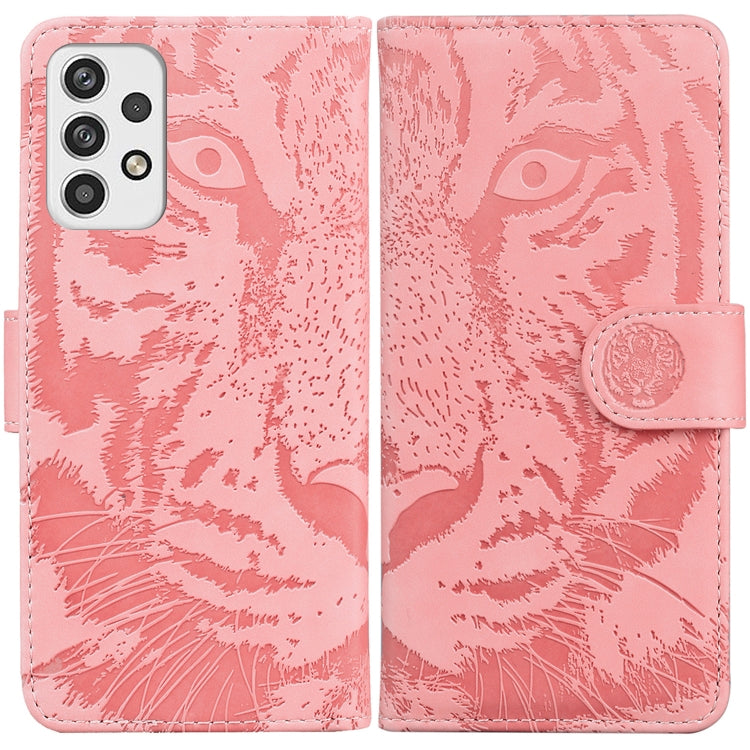 For Samsung Galaxy A23 Tiger Embossing Pattern Horizontal Flip Leather Phone Case
