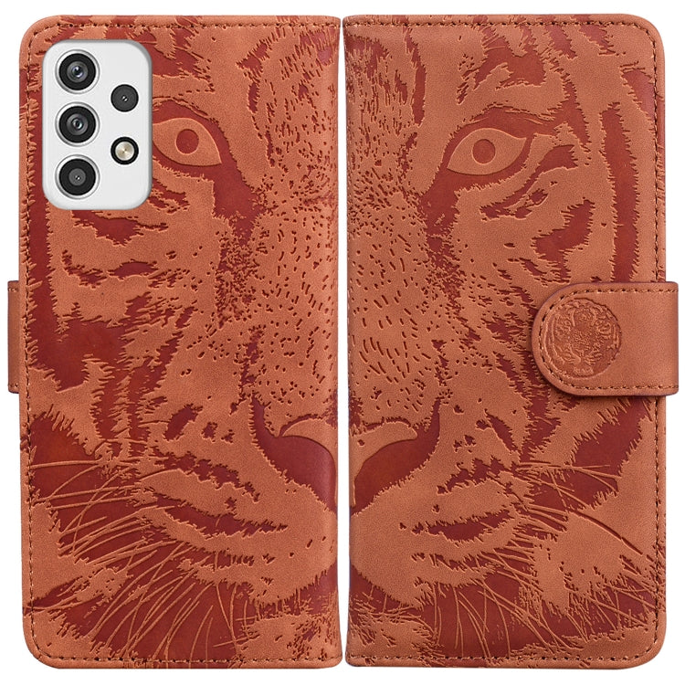 For Samsung Galaxy A23 Tiger Embossing Pattern Horizontal Flip Leather Phone Case
