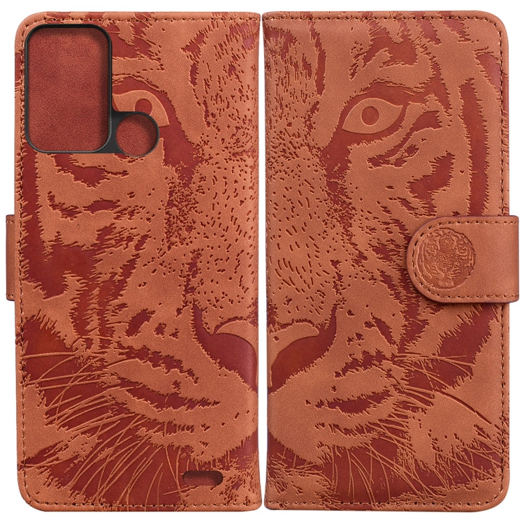 For ZTE Blade A52 Tiger Embossing Pattern Horizontal Flip Leather Phone Case