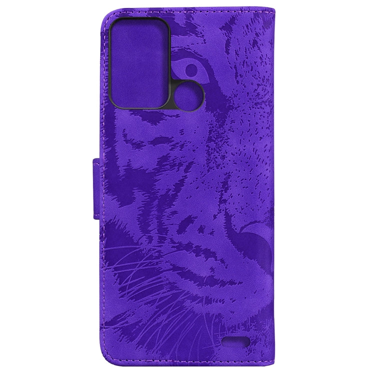 For ZTE Blade A52 Tiger Embossing Pattern Horizontal Flip Leather Phone Case