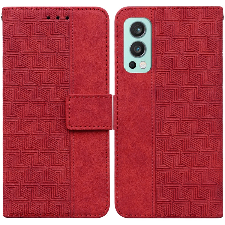 For OnePlus Nord 2 5G Geometric Embossed Leather Phone Case