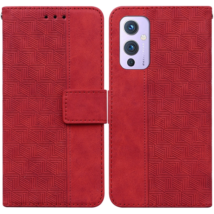 For OnePlus 9 Geometric Embossed Leather Phone Case