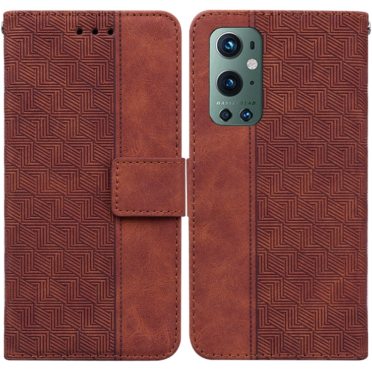 For OnePlus 9 Pro Geometric Embossed Leather Phone Case