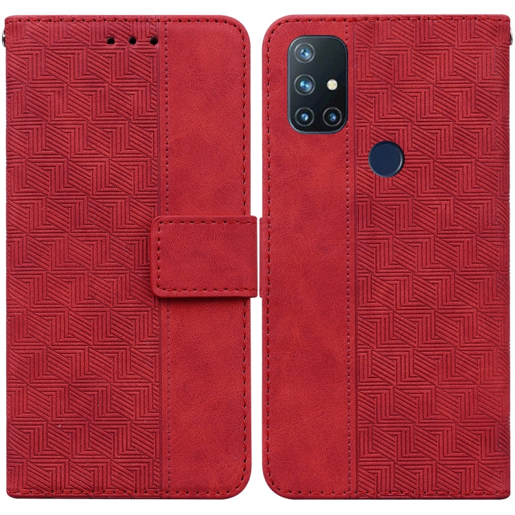 For OnePlus Nord N10 5G Geometric Embossed Leather Phone Case