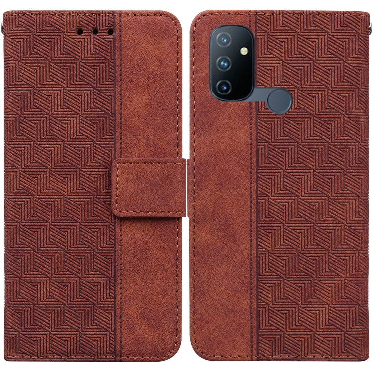 For OnePlus Nord N100 Geometric Embossed Leather Phone Case