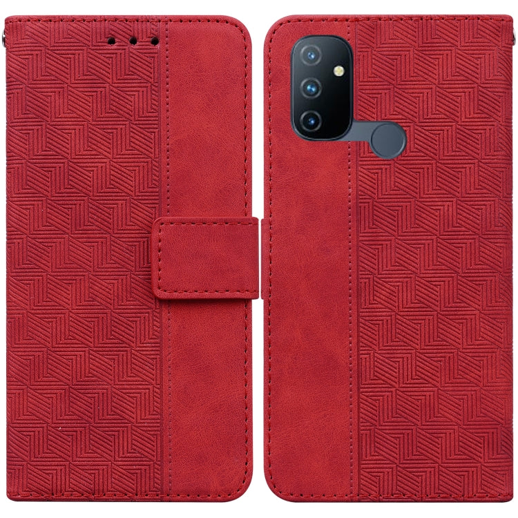 For OnePlus Nord N100 Geometric Embossed Leather Phone Case