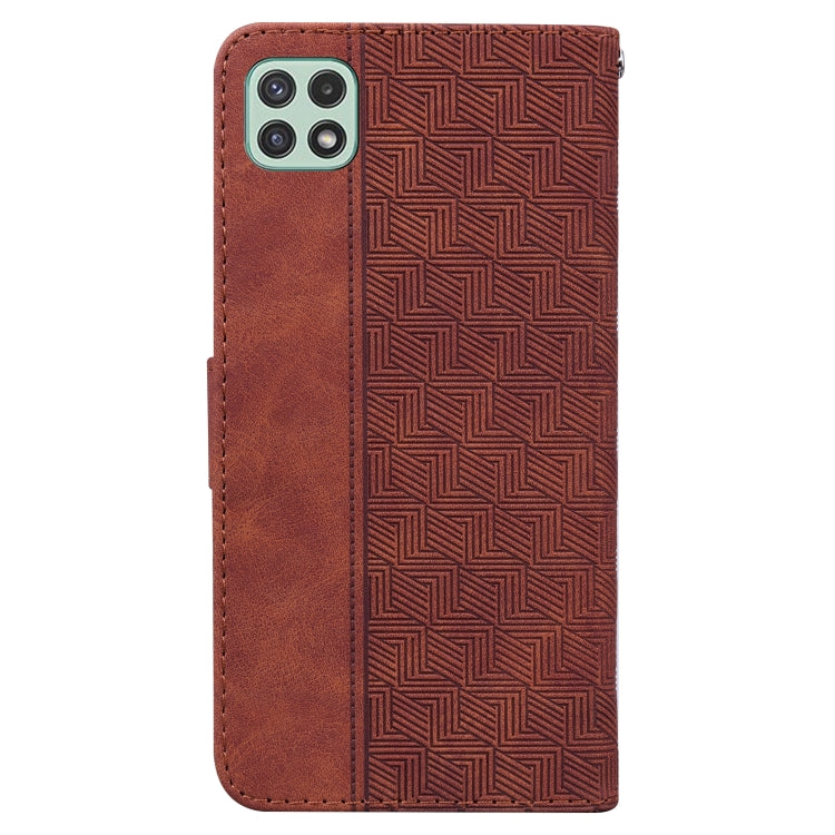 For Samsung Galaxy A22 5G Geometric Embossed Leather Phone Case