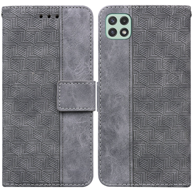 For Samsung Galaxy A22 5G Geometric Embossed Leather Phone Case