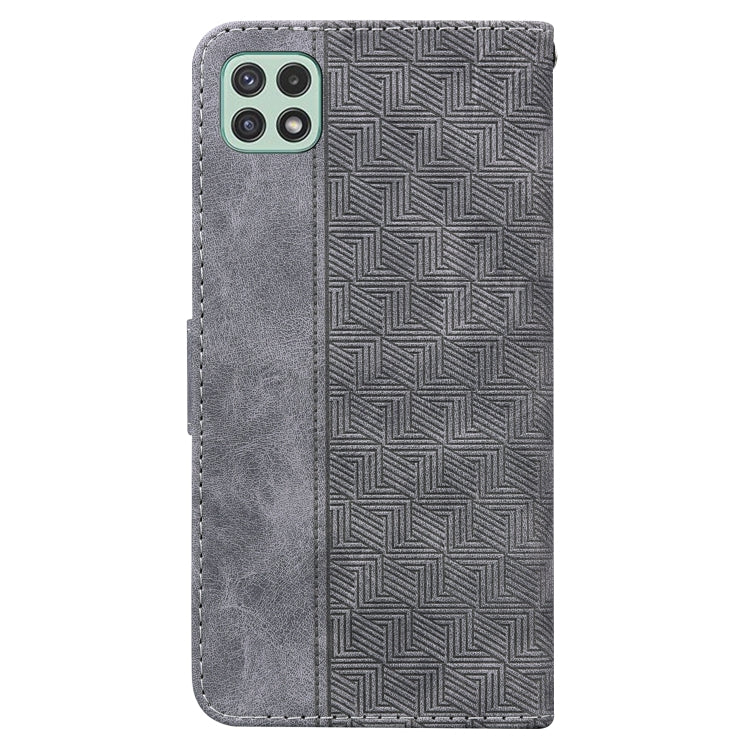 For Samsung Galaxy A22 5G Geometric Embossed Leather Phone Case