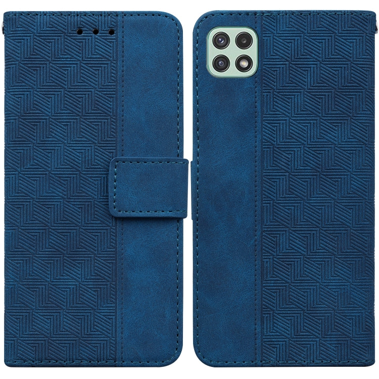 For Samsung Galaxy A22 5G Geometric Embossed Leather Phone Case