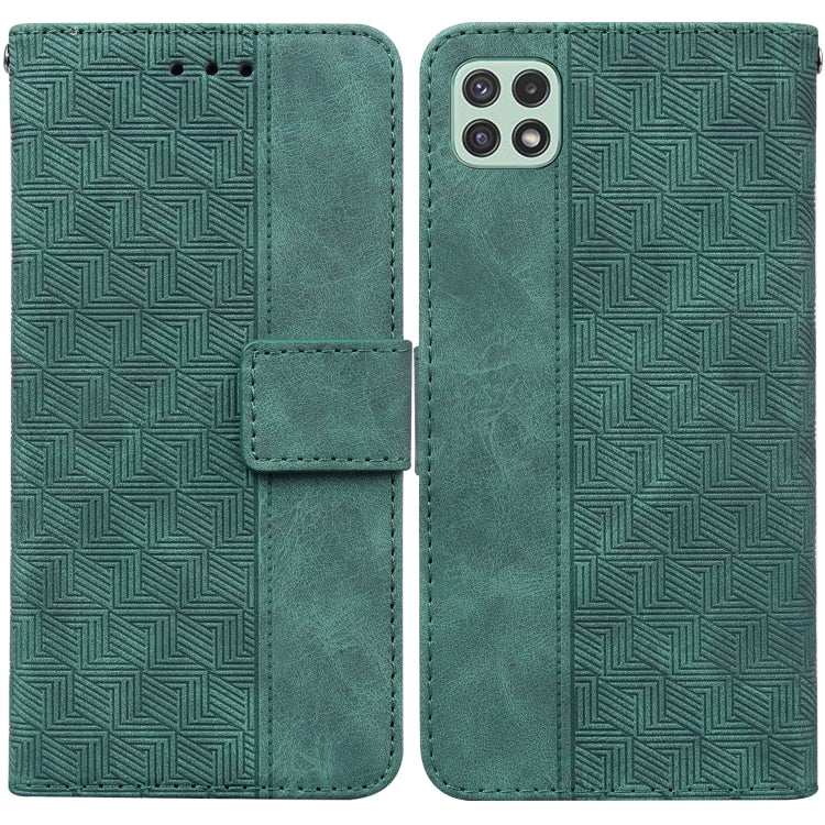 For Samsung Galaxy A22 5G Geometric Embossed Leather Phone Case