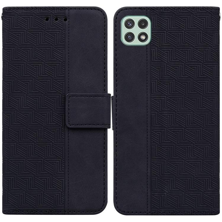 For Samsung Galaxy A22 5G Geometric Embossed Leather Phone Case