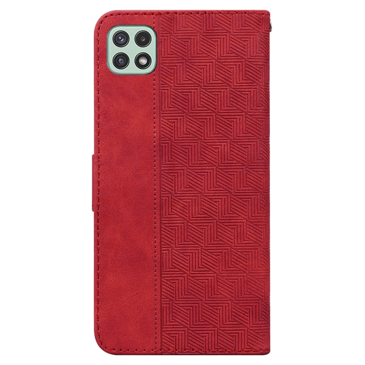 For Samsung Galaxy A22 5G Geometric Embossed Leather Phone Case