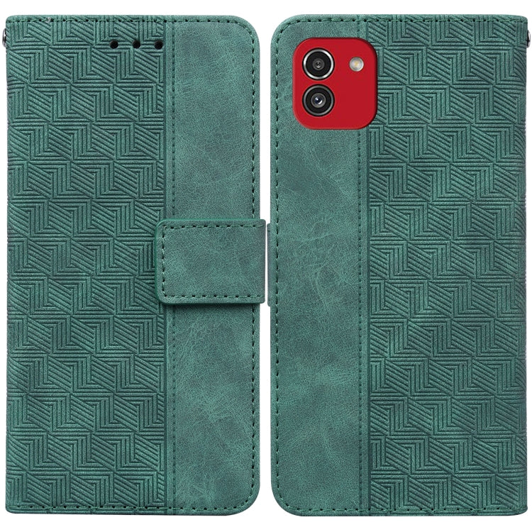 For Samsung Galaxy A03 164mm Geometric Embossed Leather Phone Case