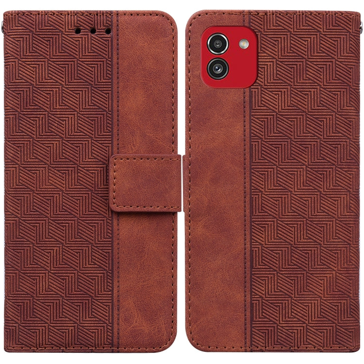 For Samsung Galaxy A03 166mm Geometric Embossed Leather Phone Case