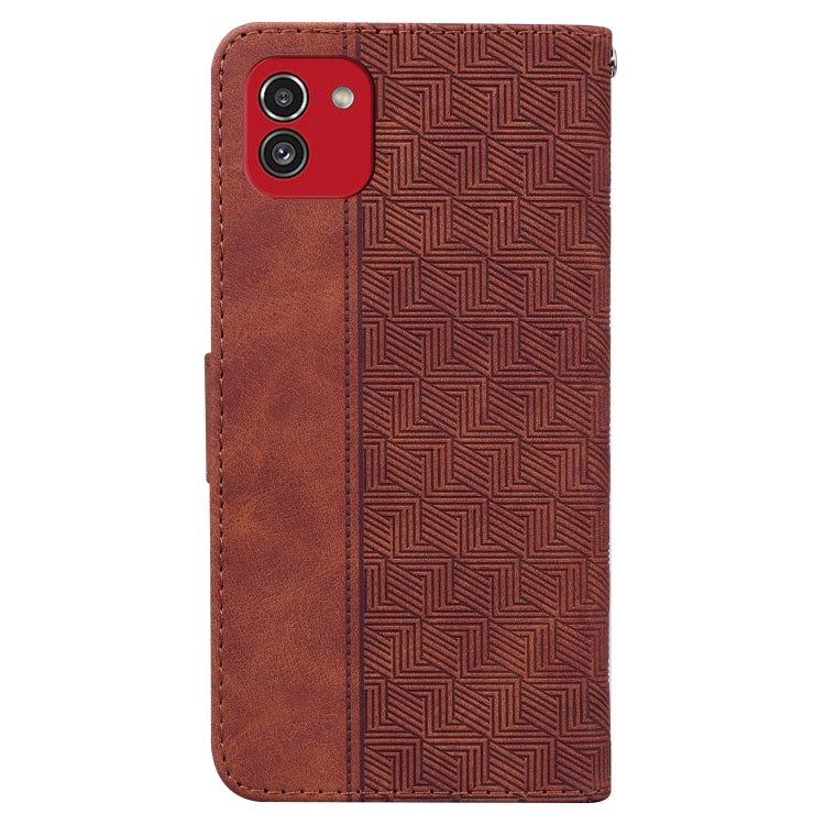 For Samsung Galaxy A03 166mm Geometric Embossed Leather Phone Case
