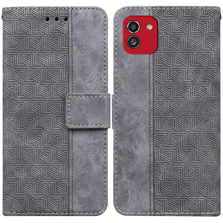 For Samsung Galaxy A03 166mm Geometric Embossed Leather Phone Case