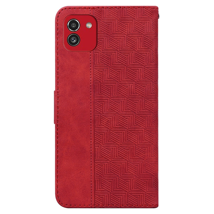 For Samsung Galaxy A03 166mm Geometric Embossed Leather Phone Case