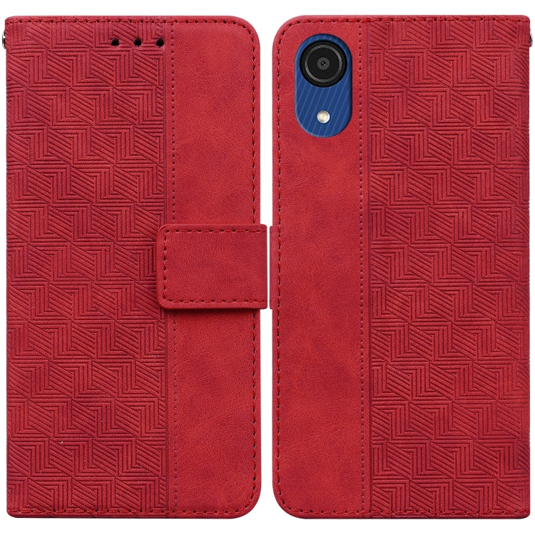 For Samsung Galaxy A03 Core Geometric Embossed Leather Phone Case