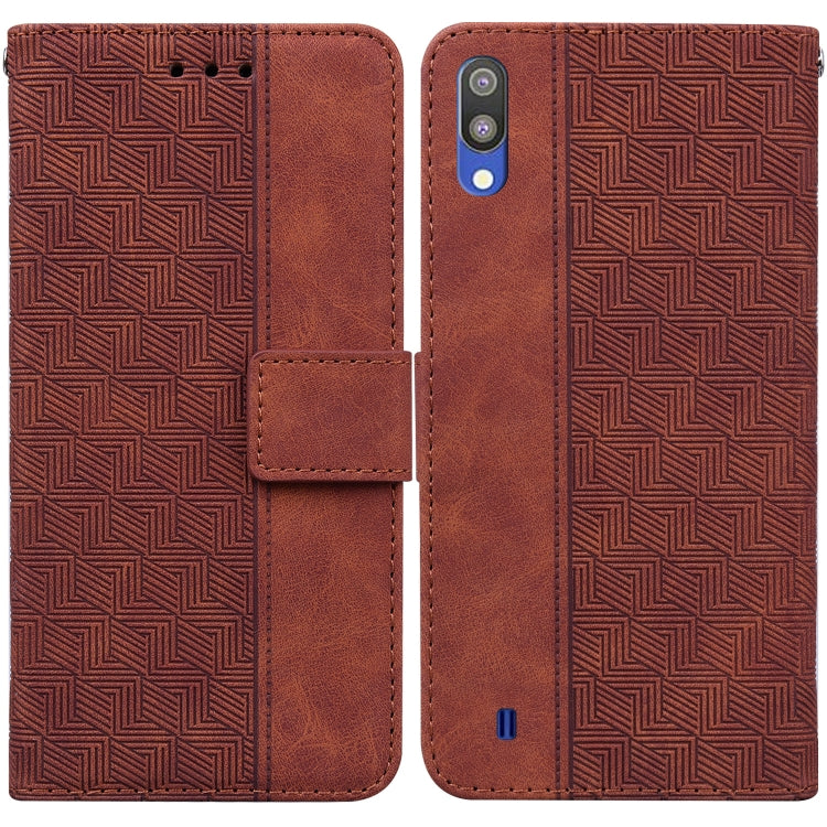 For Samsung Galaxy A10 / M10 Geometric Embossed Leather Phone Case
