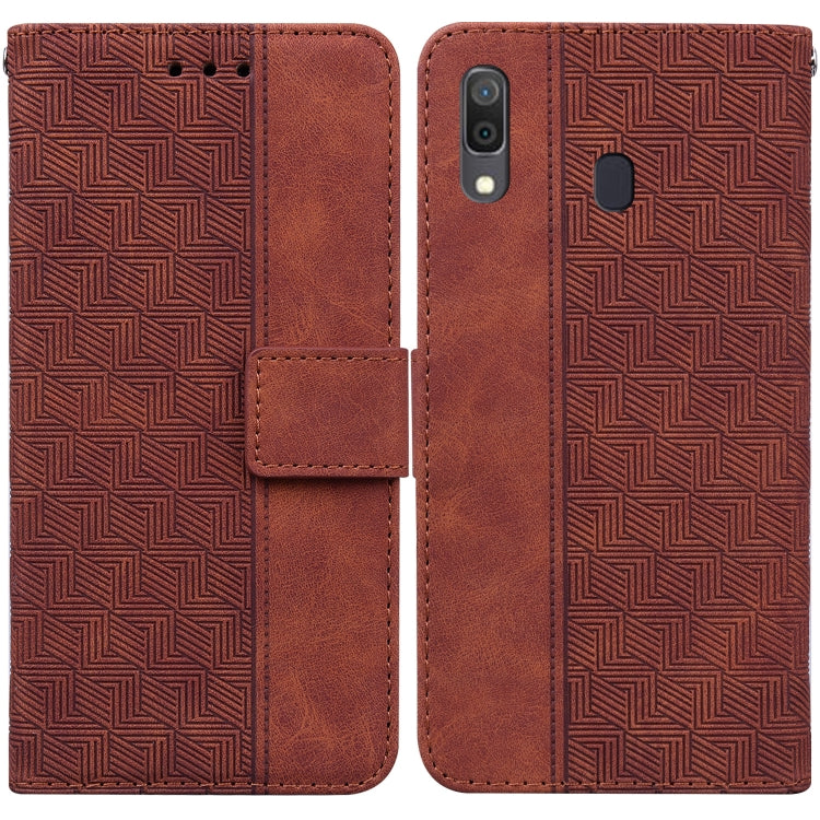 For Samsung Galaxy A20 / A30 Geometric Embossed Leather Phone Case