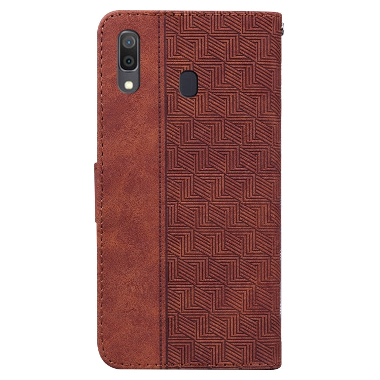 For Samsung Galaxy A20 / A30 Geometric Embossed Leather Phone Case
