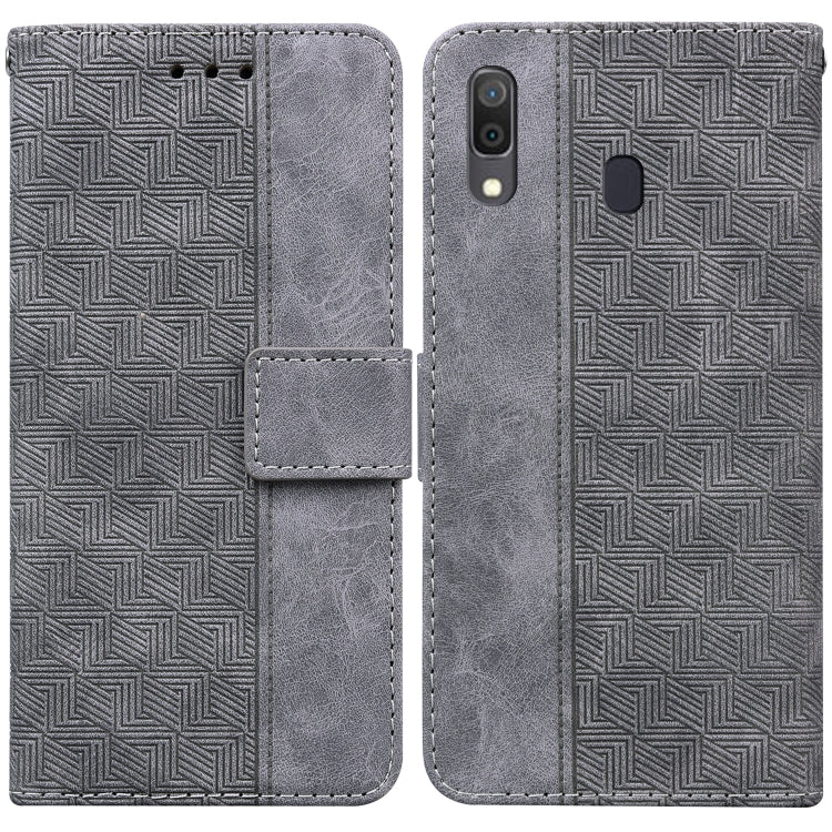 For Samsung Galaxy A20 / A30 Geometric Embossed Leather Phone Case