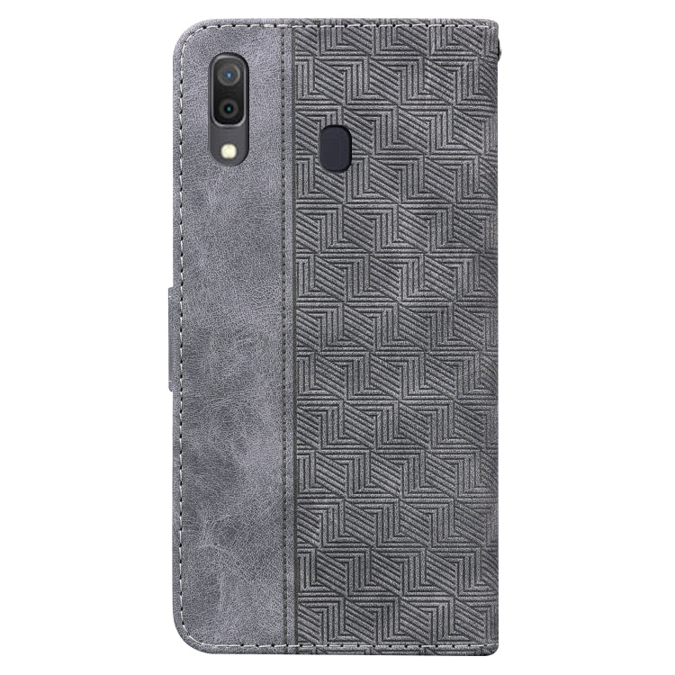 For Samsung Galaxy A20 / A30 Geometric Embossed Leather Phone Case