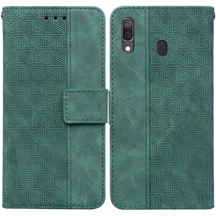For Samsung Galaxy A20 / A30 Geometric Embossed Leather Phone Case