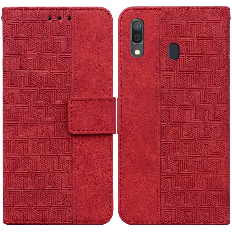 For Samsung Galaxy A20 / A30 Geometric Embossed Leather Phone Case