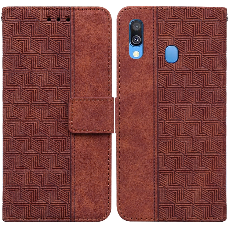 For Samsung Galaxy A40 Geometric Embossed Leather Phone Case